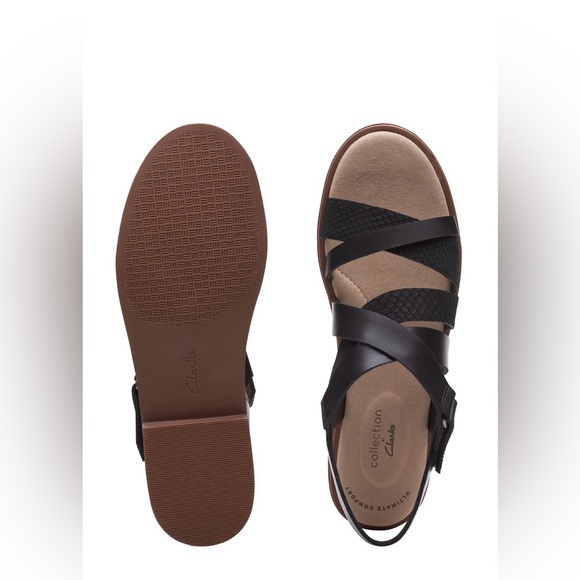 Clarks Shoes - Clarks Declan Mix Black Leather Sandals - Size 7